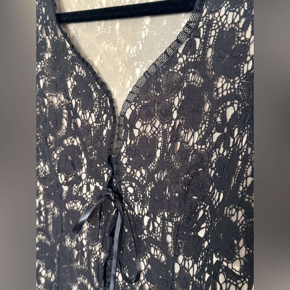 Vintage Anthropologie Odille Black Cream Corset Bustier Whimsigoth Feminine 10 - Picture 2 of 9